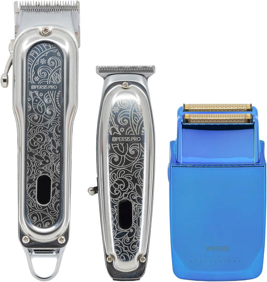 XPERSIS PRO Silver Barber Combo & Blue Foil Shaver