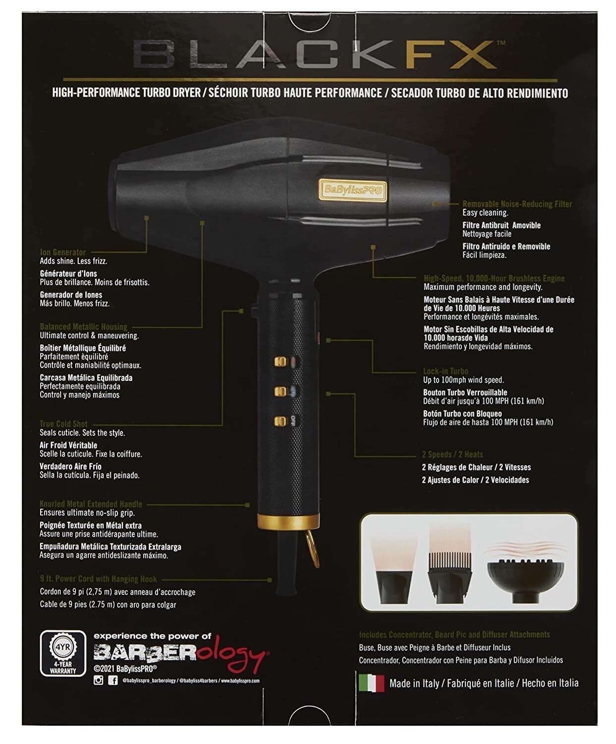 BaByliss PRO Black FX High Performance Turbo Hair Dryer