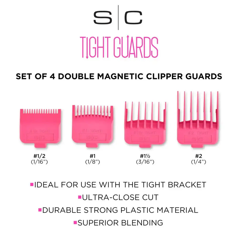 Gamma+ Dub Magnetic Tight Clipper Guards 4-Pack Cyan Pink