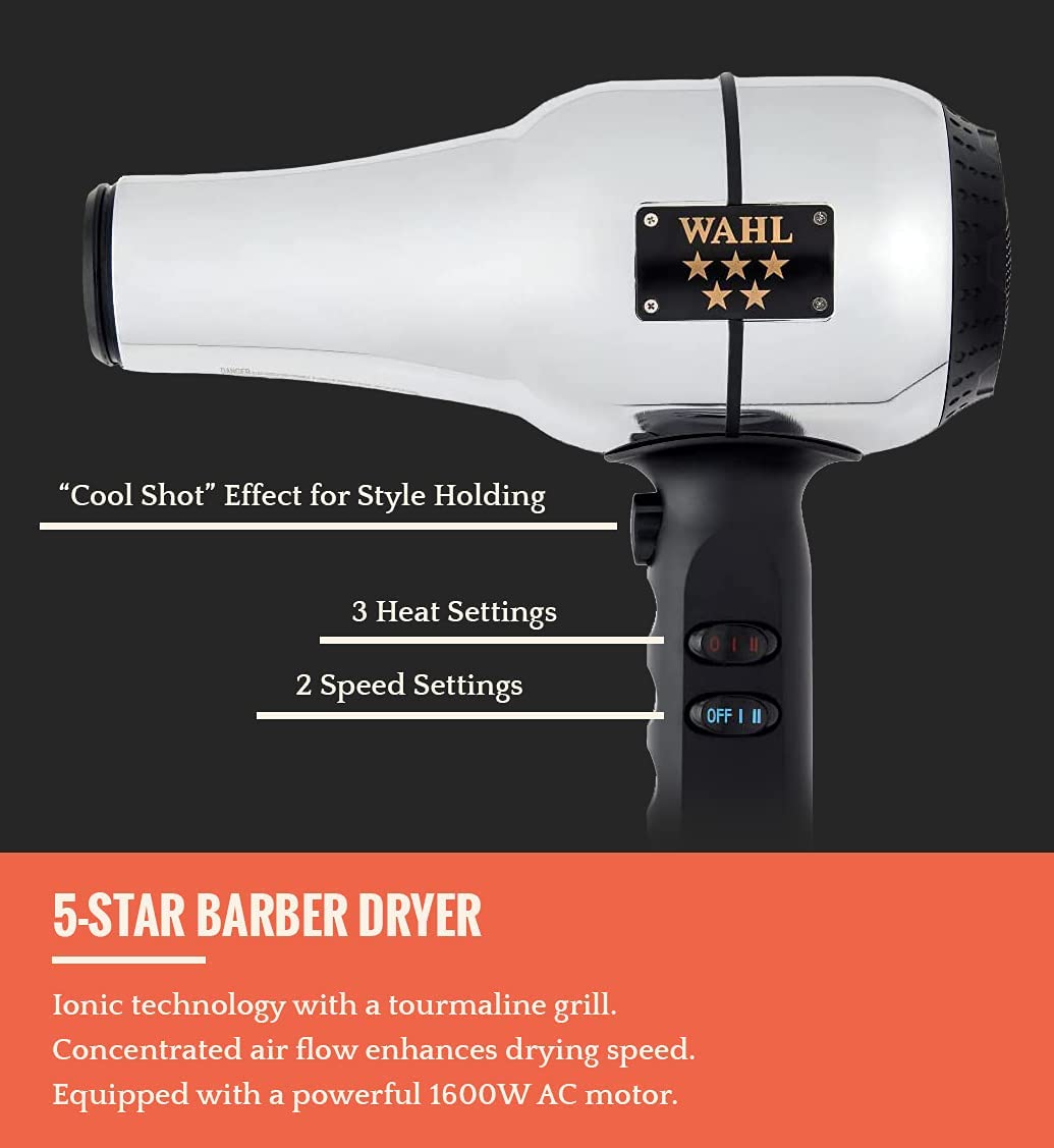 Wahl Professional 5-Star Ionic Retro-Chrome Design Hair Dryer