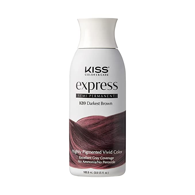 Kiss Express Semi-Permanent Hair Color, Darkest Brown, 100 ml