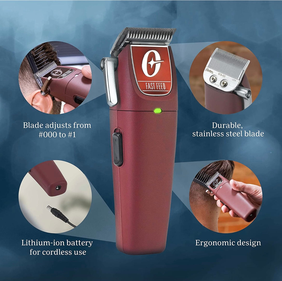 Oster Fast Feed Cordless Clipper Red