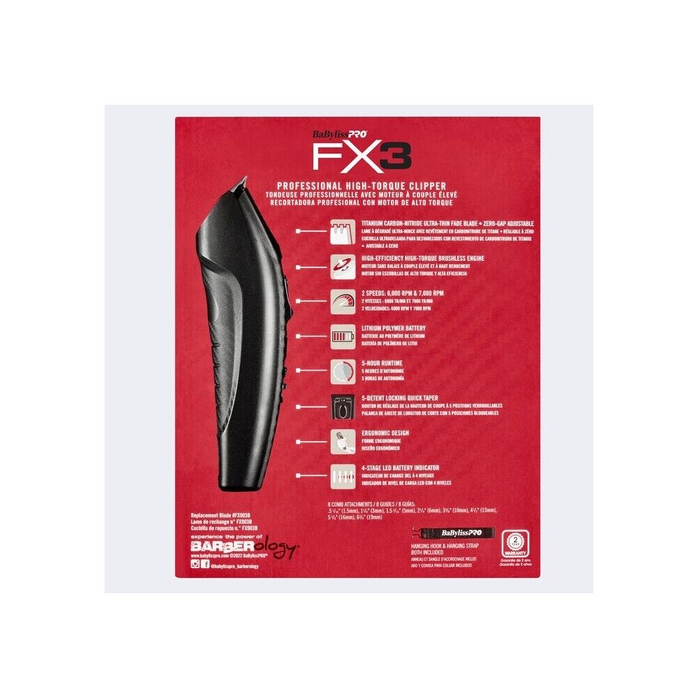 BaByliss Cordless Clipper Black FX3