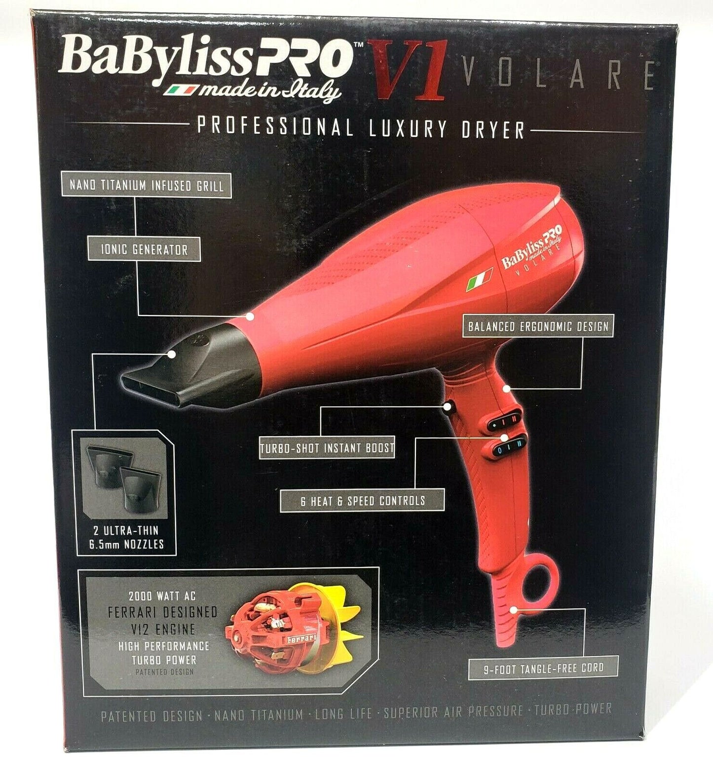 BaByliss PRO Volare Ferrari Hair Dryer V1 Red